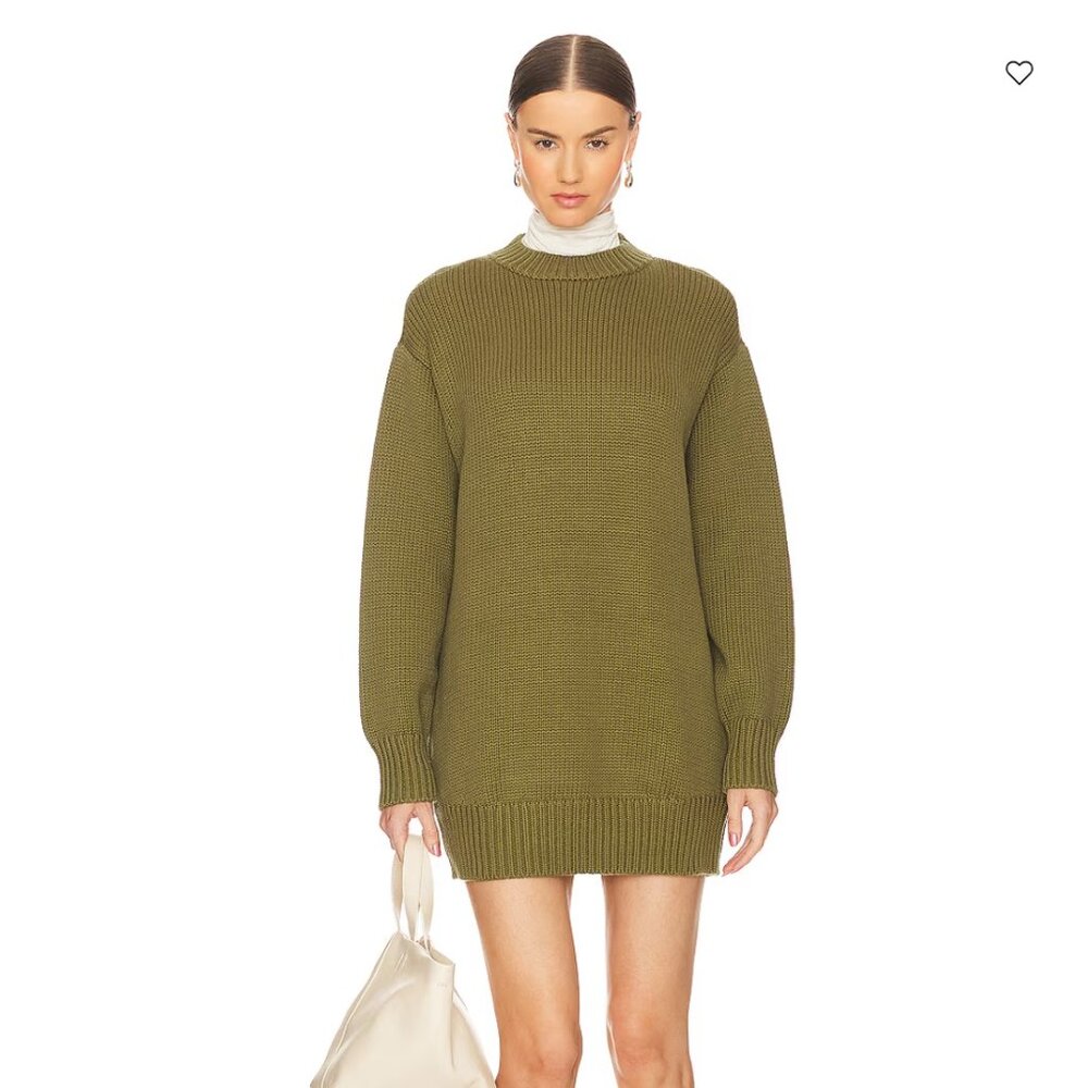 Manal Sweater Dress L'Academie via Revolve in Army Green